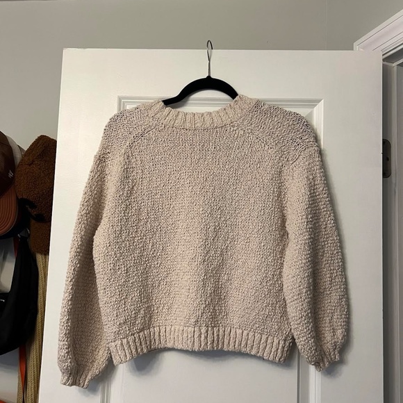 Loft Textured V-Neck Cardigan Oatmeal/Cream Size Small - Picture 3 of 3